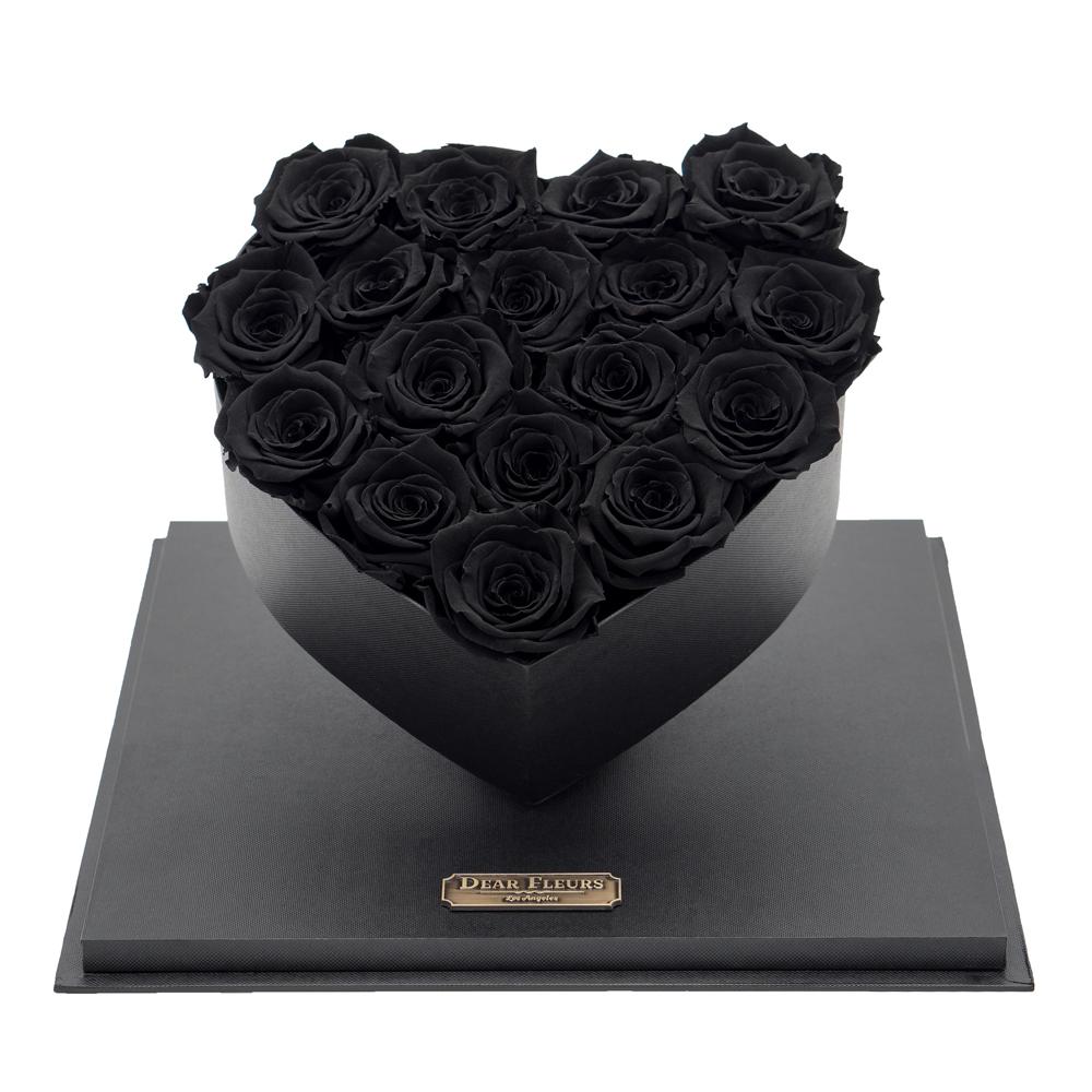 Dear Fleurs Acrylic Heart Rose Box Black Acrylic Heart Rose Box - Black