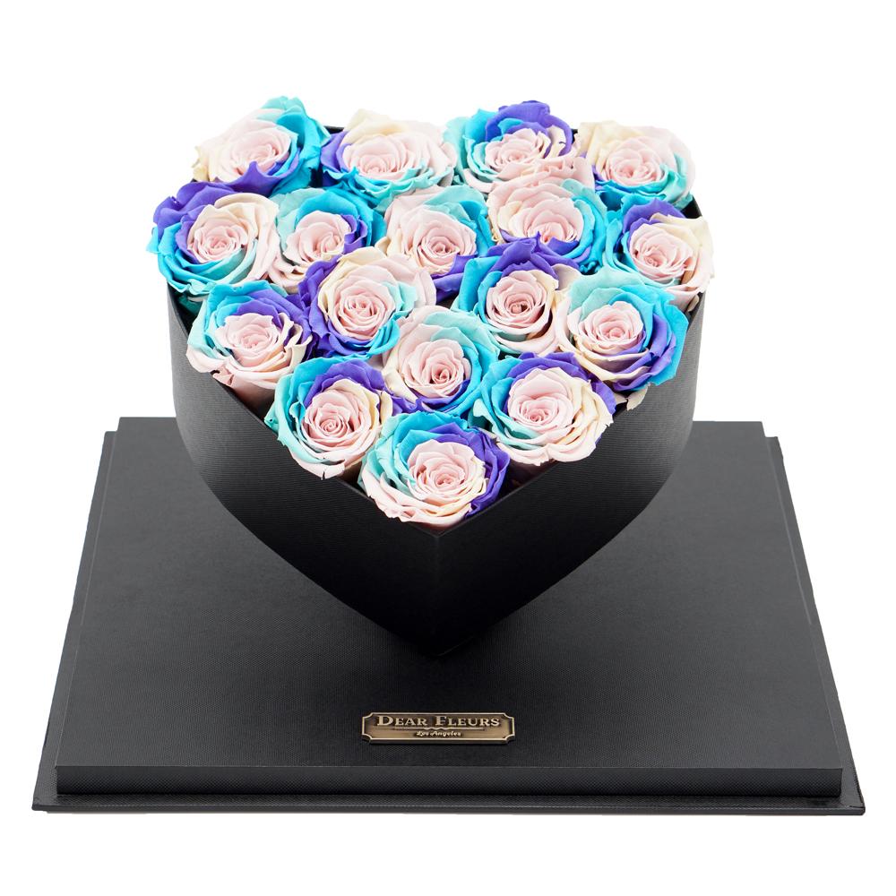 Dear Fleurs Acrylic Heart Rose Box Candy Rainbow Acrylic Heart Rose Box - Black