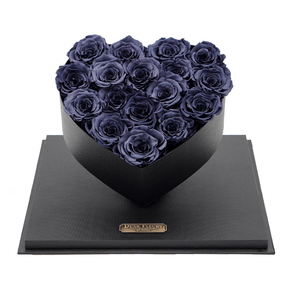 Dear Fleurs Acrylic Heart Rose Box Gray Acrylic Heart Rose Box - Black