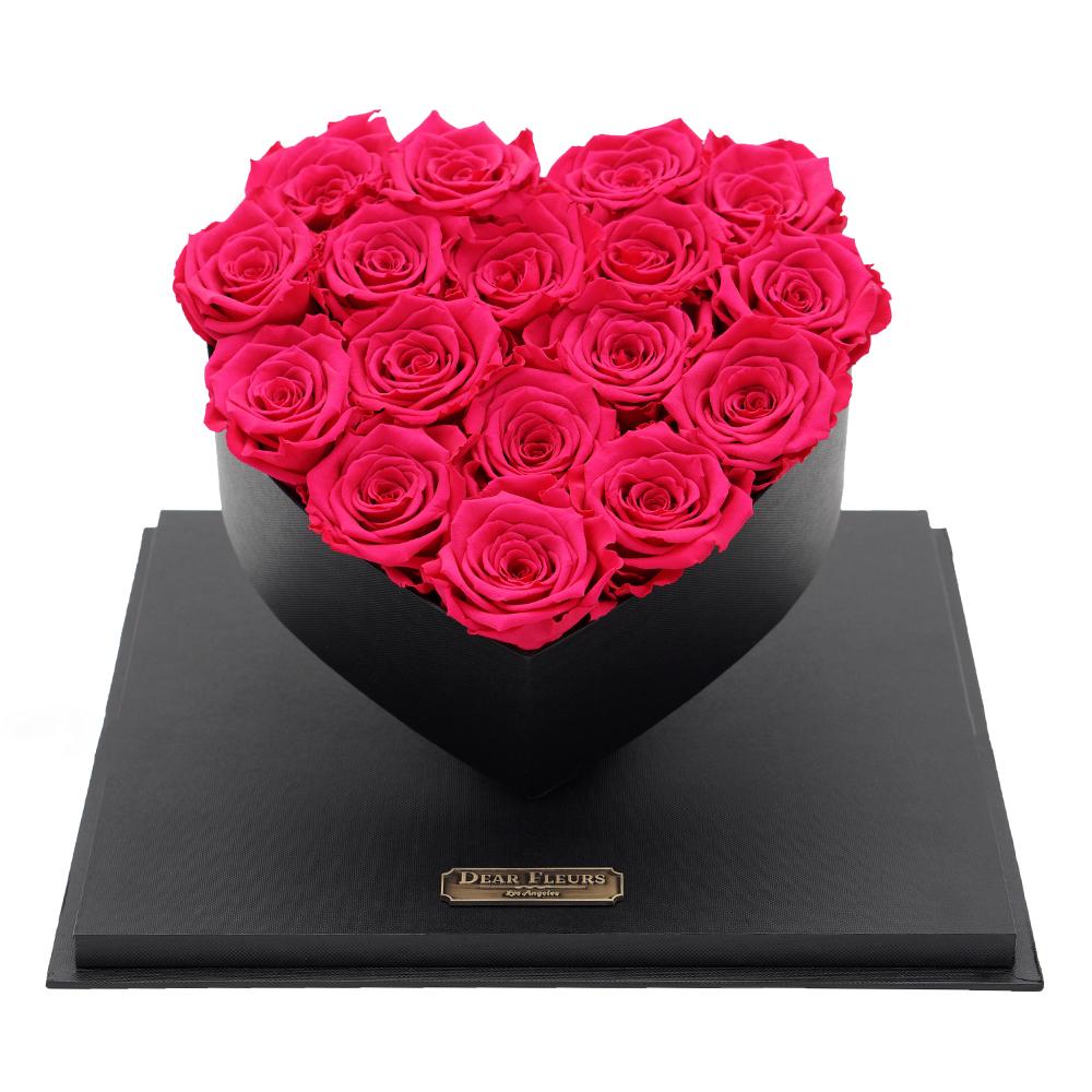 Dear Fleurs Acrylic Heart Rose Box Hot Pink Acrylic Heart Rose Box - Black