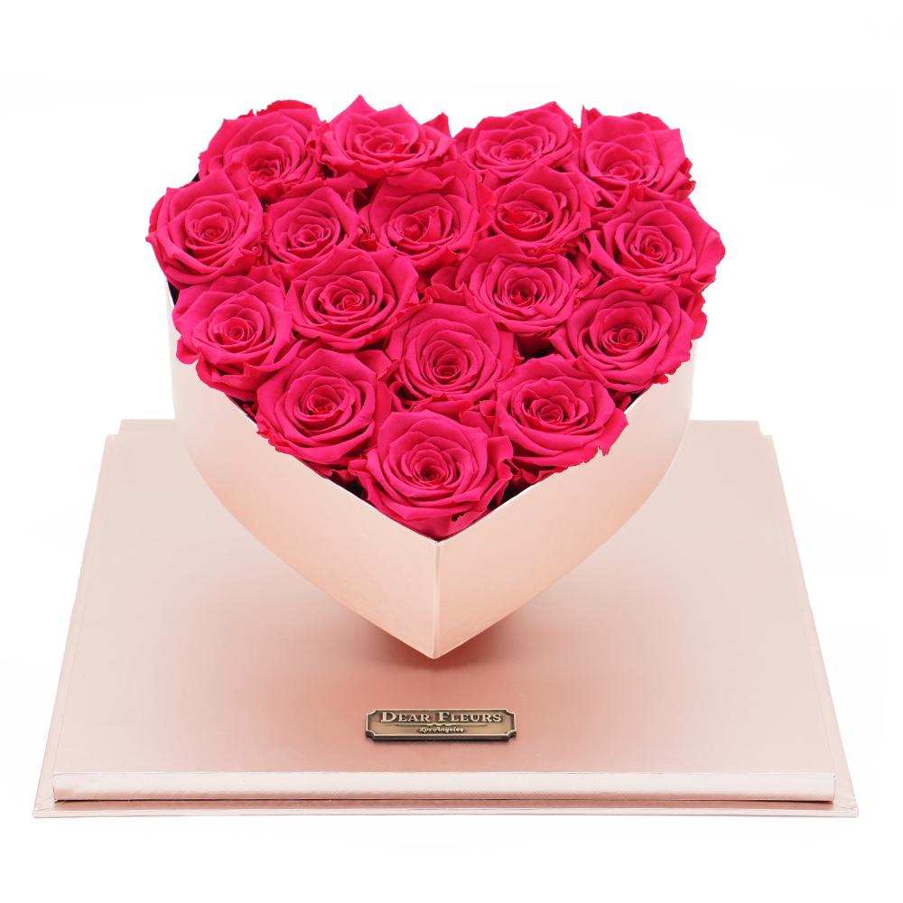 Dear Fleurs Acrylic Heart Rose Box Hot Pink Acrylic Heart Rose Box - Pink
