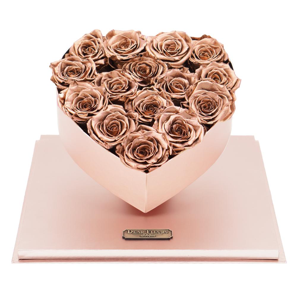 Dear Fleurs Acrylic Heart Rose Box Metal Copper Acrylic Heart Rose Box - Pink