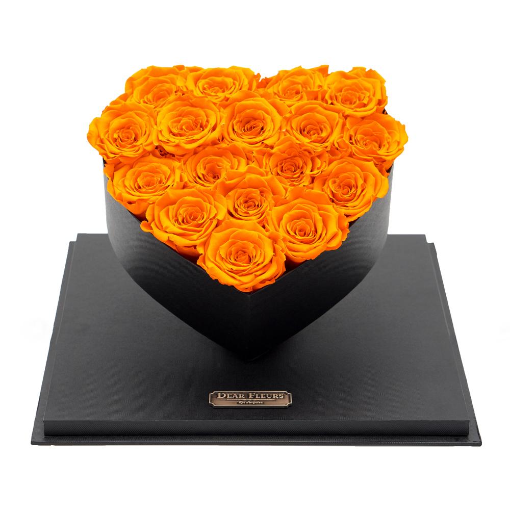 Dear Fleurs Acrylic Heart Rose Box Orange Acrylic Heart Rose Box - Black