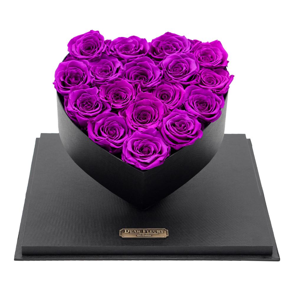 Dear Fleurs Acrylic Heart Rose Box Purple Acrylic Heart Rose Box - Black