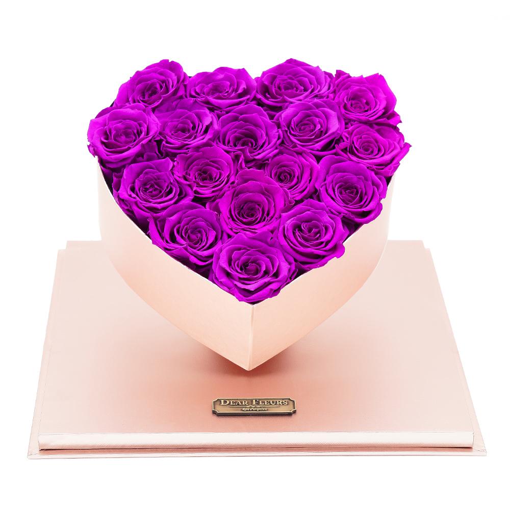 Dear Fleurs Acrylic Heart Rose Box Purple Acrylic Heart Rose Box - Pink