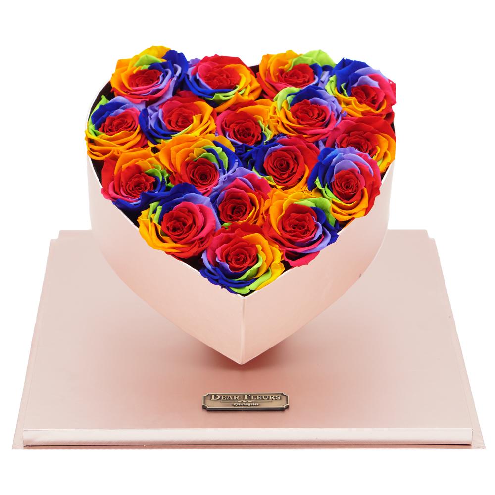 Dear Fleurs Acrylic Heart Rose Box Rainbow Acrylic Heart Rose Box - Pink