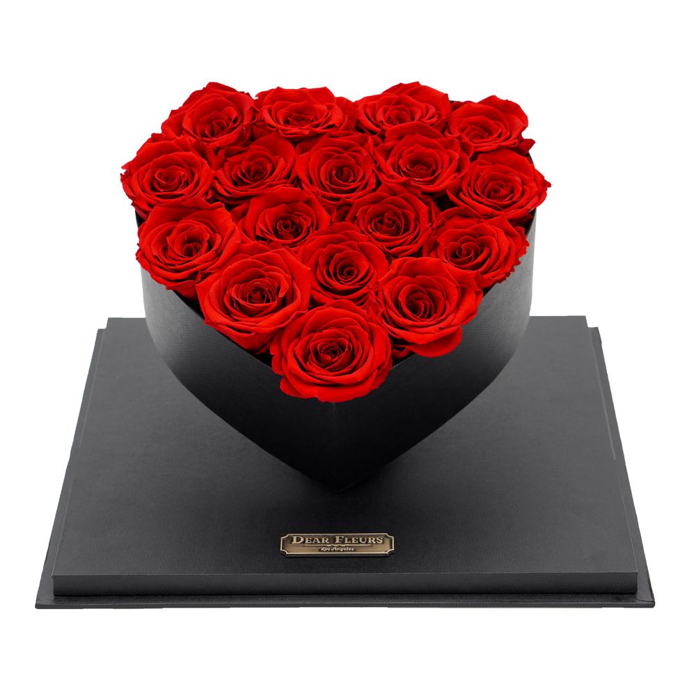 Dear Fleurs Acrylic Heart Rose Box Red Acrylic Heart Rose Box - Black
