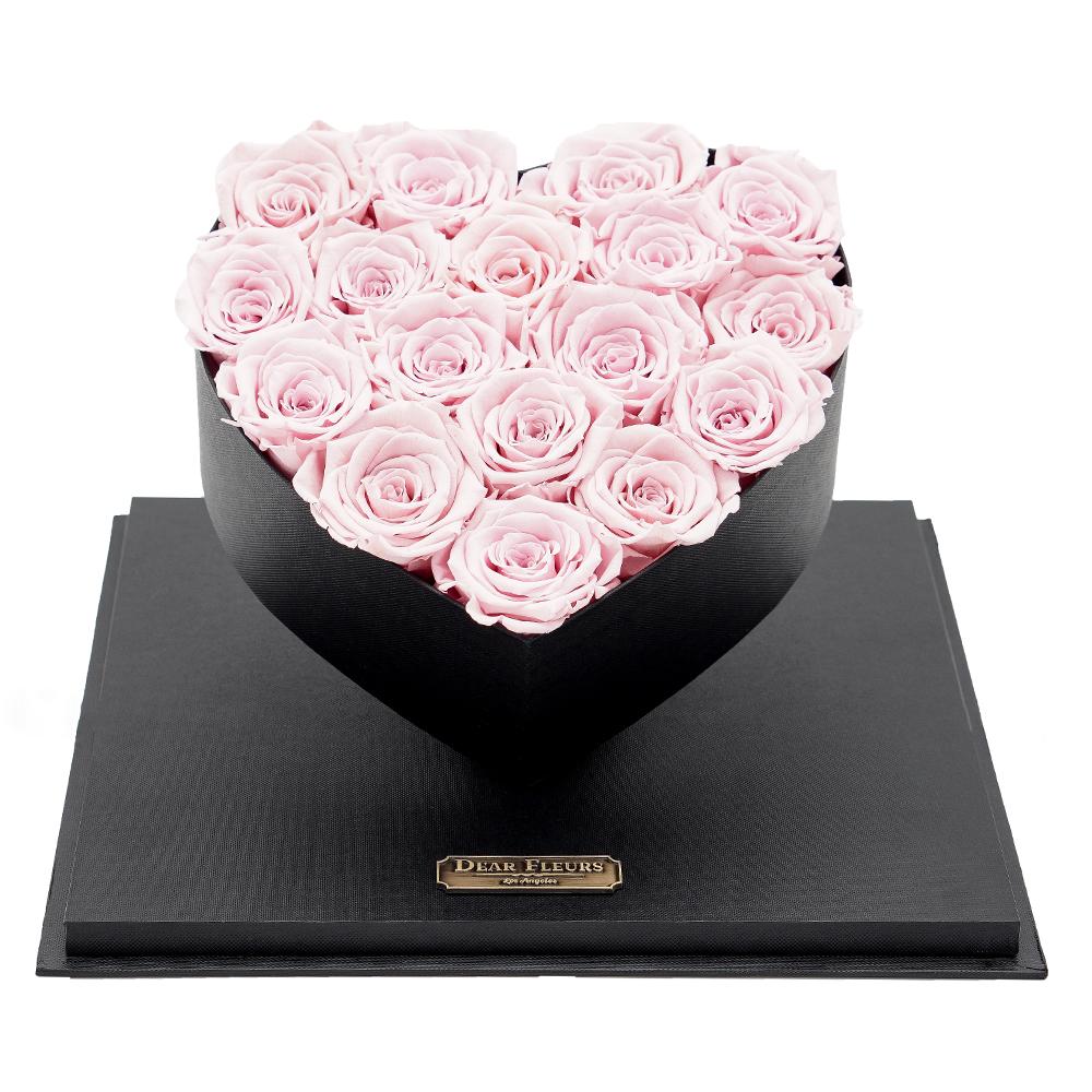 Dear Fleurs Acrylic Heart Rose Box Rose Quartz Pink Acrylic Heart Rose Box - Black