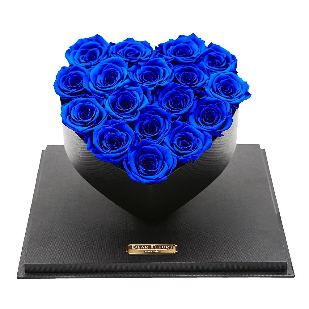 Dear Fleurs Acrylic Heart Rose Box Royal Blue Acrylic Heart Rose Box - Black