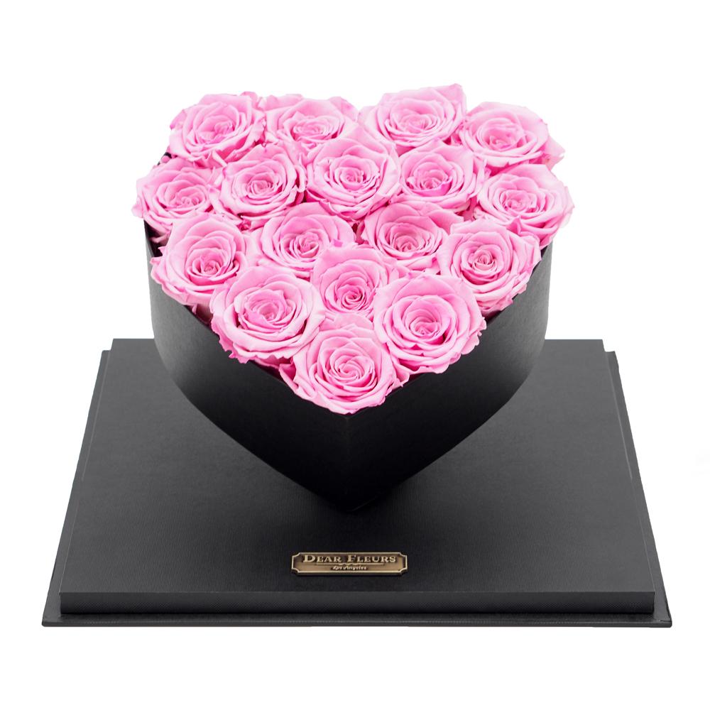 Dear Fleurs Acrylic Heart Rose Box Sweet Pink Acrylic Heart Rose Box - Black