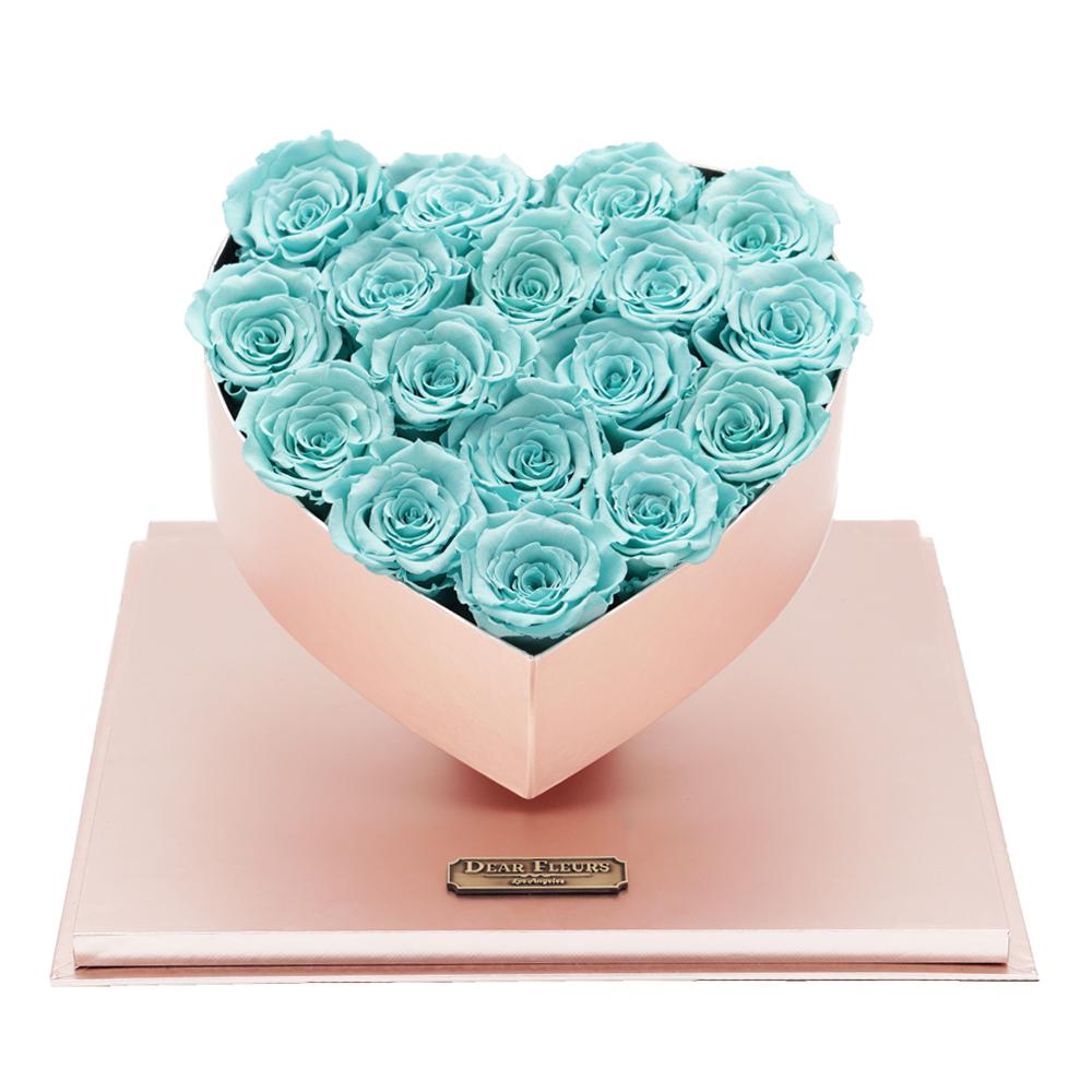 Dear Fleurs Acrylic Heart Rose Box Tiffany Blue Acrylic Heart Rose Box - Pink