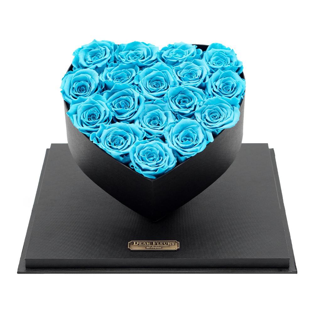 Dear Fleurs Acrylic Heart Rose Box Turquoise Acrylic Heart Rose Box - Black