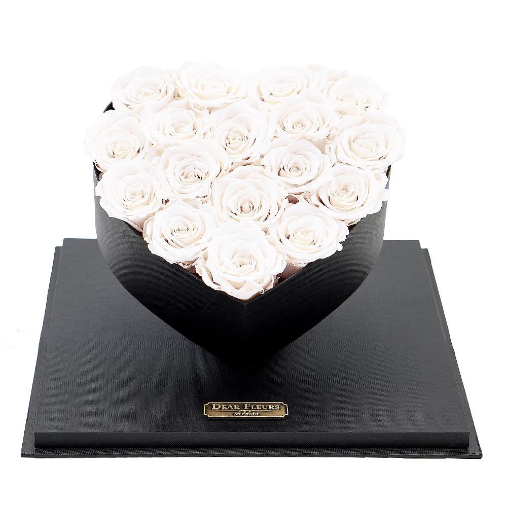 Dear Fleurs Acrylic Heart Rose Box White Acrylic Heart Rose Box - Black