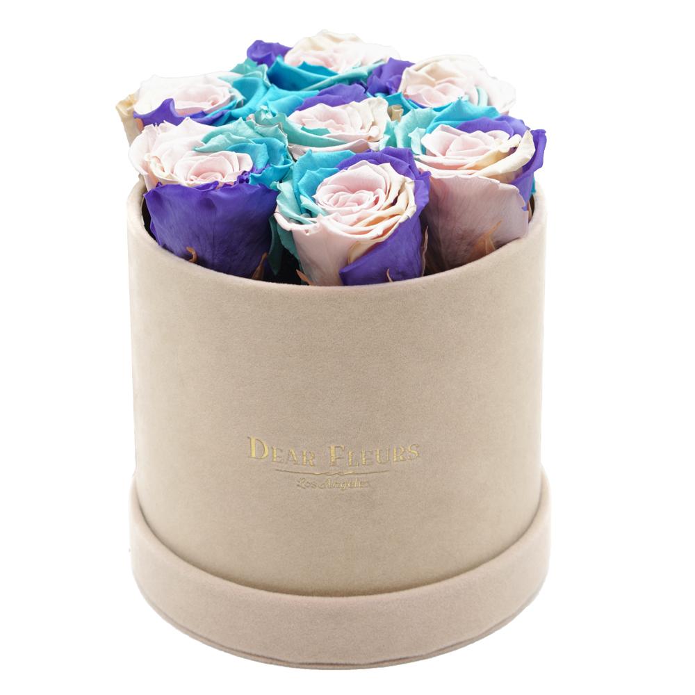 Dear Fleurs Classic Velvet Roses Candy Rainbow Classic Velvet Roses - Beige Box