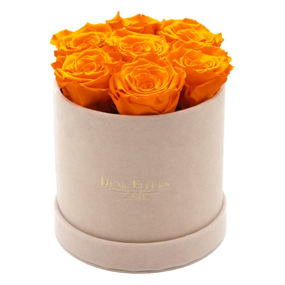 Dear Fleurs Classic Velvet Roses Orange Classic Velvet Roses - Beige Box