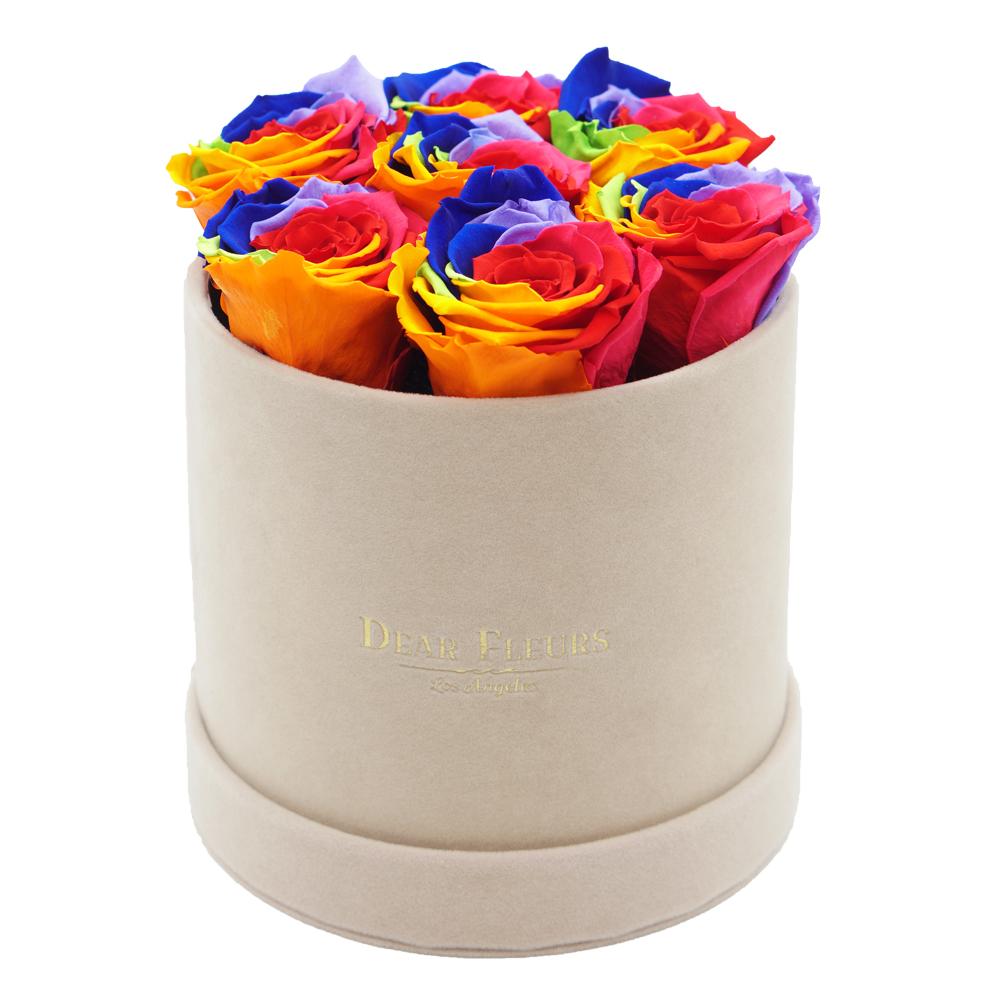 Dear Fleurs Classic Velvet Roses Rainbow Classic Velvet Roses - Beige Box