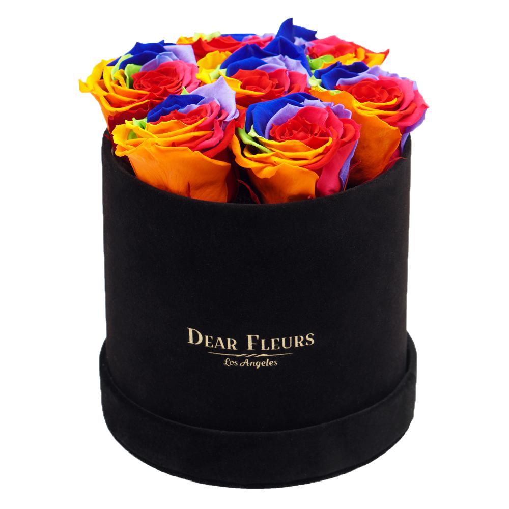 Dear Fleurs Classic Velvet Roses Rainbow Classic Velvet Roses - Black Box