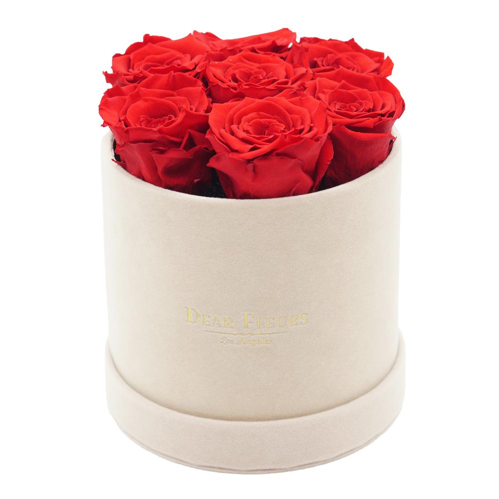 Dear Fleurs Classic Velvet Roses Red Classic Velvet Roses - Beige Box