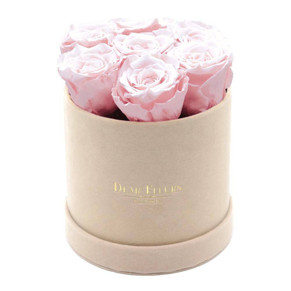 Dear Fleurs Classic Velvet Roses Rose Quartz Pink Classic Velvet Roses - Beige Box