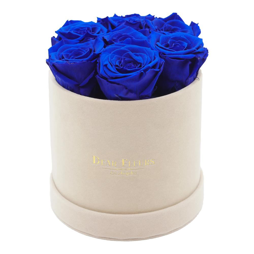 Dear Fleurs Classic Velvet Roses Royal Blue Classic Velvet Roses - Beige Box