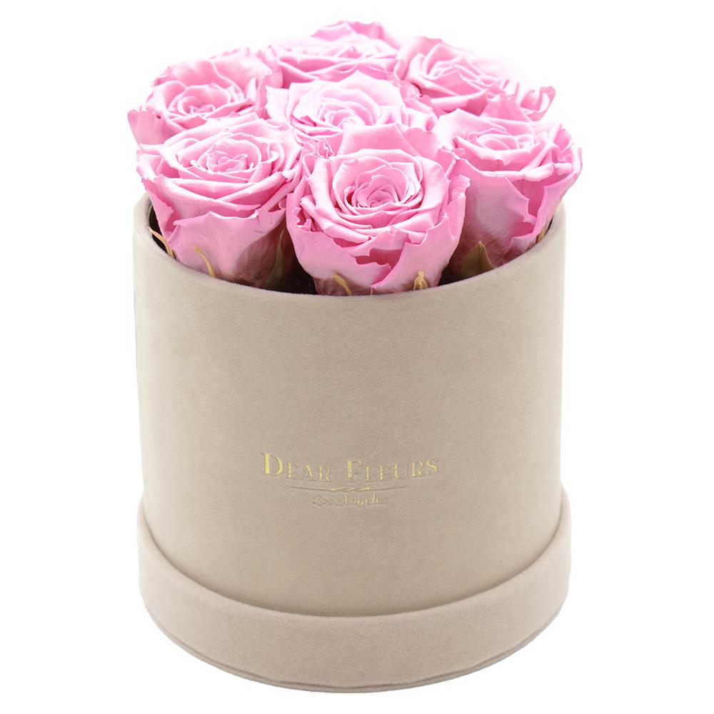 Dear Fleurs Classic Velvet Roses Sweet Pink Classic Velvet Roses - Beige Box