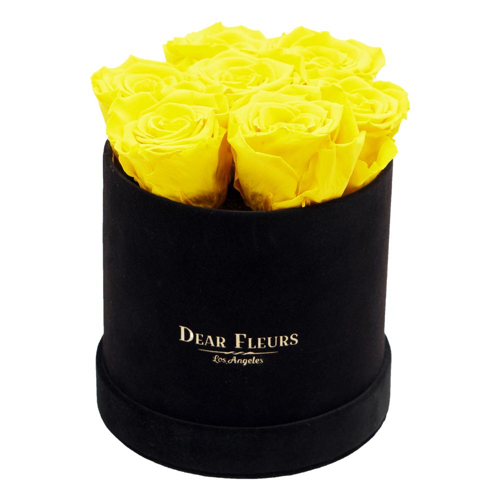 Dear Fleurs Classic Velvet Roses Yellow Classic Velvet Roses - Black Box