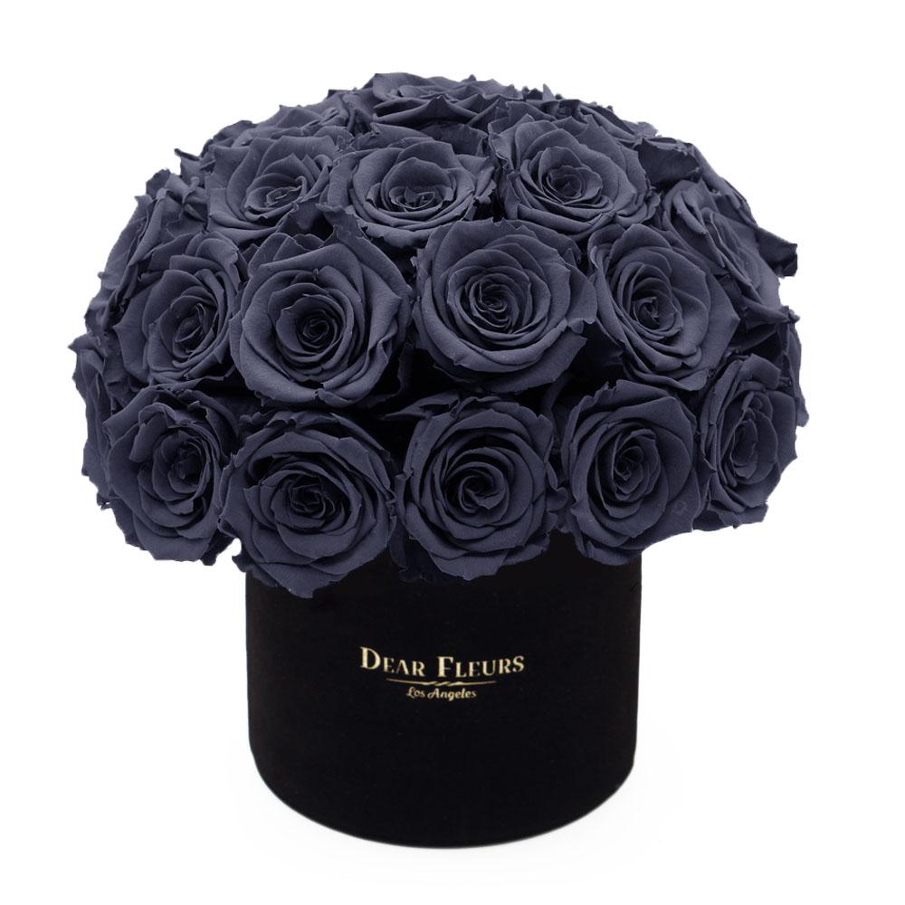 Dear Fleurs Dome Velvet Roses Gray Dome Velvet Roses - Black Box