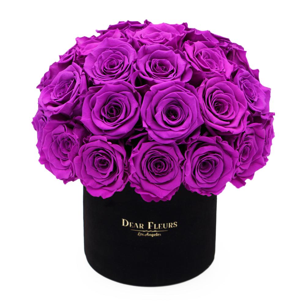 Dear Fleurs Dome Velvet Roses Purple Dome Velvet Roses - Black Box