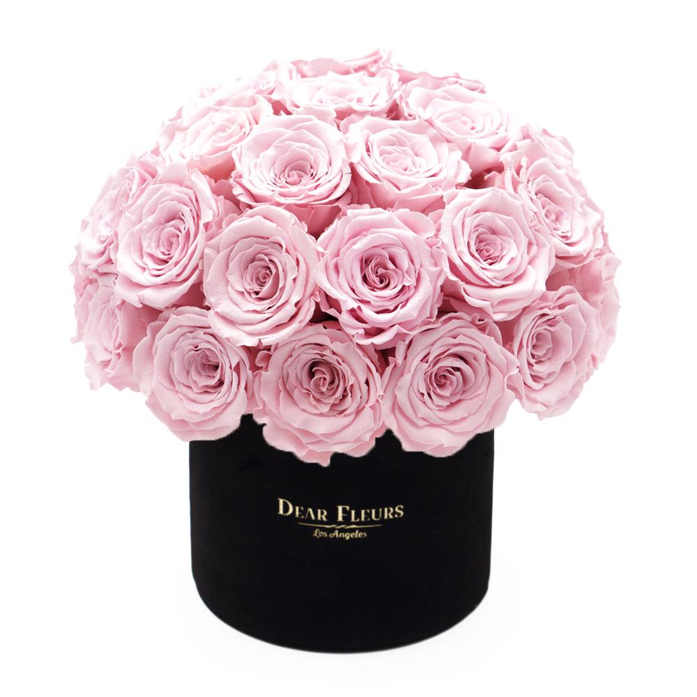 Dear Fleurs Dome Velvet Roses Rose Quartz Pink Dome Velvet Roses - Black Box