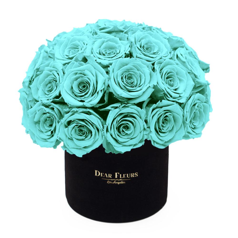 Dear Fleurs Dome Velvet Roses Tiffany Blue Dome Velvet Roses - Black Box