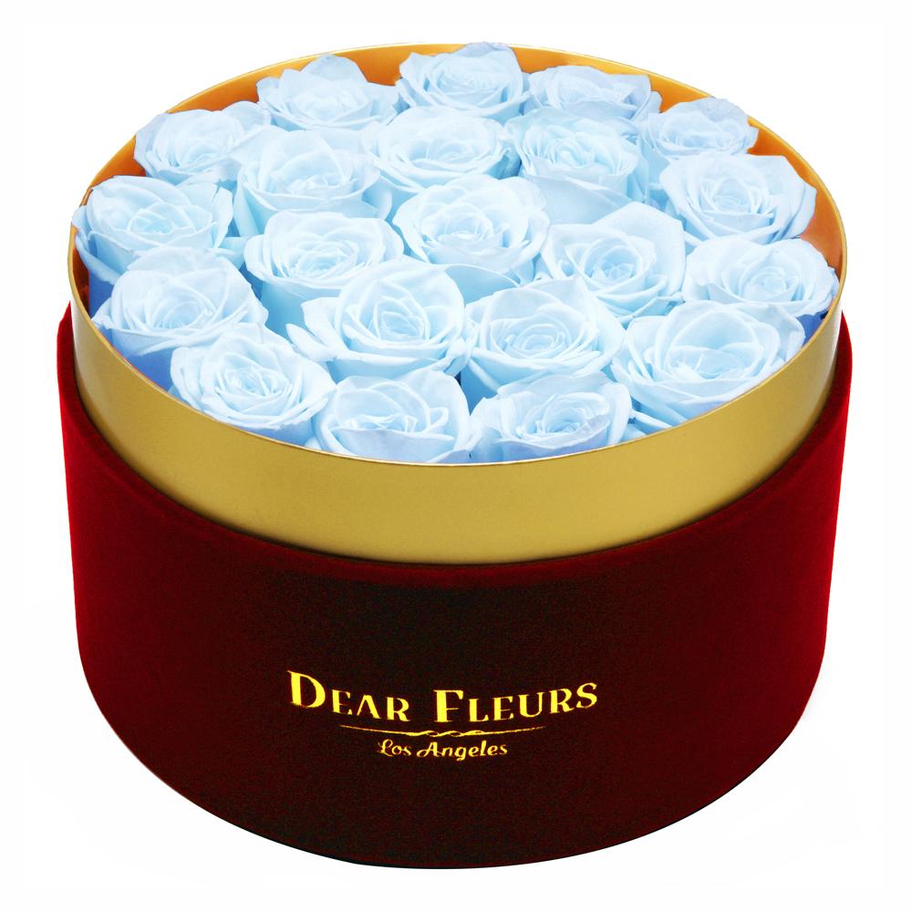 Dear Fleurs Large Velvet Roses Baby Blue Large Velvet Roses - Red Box