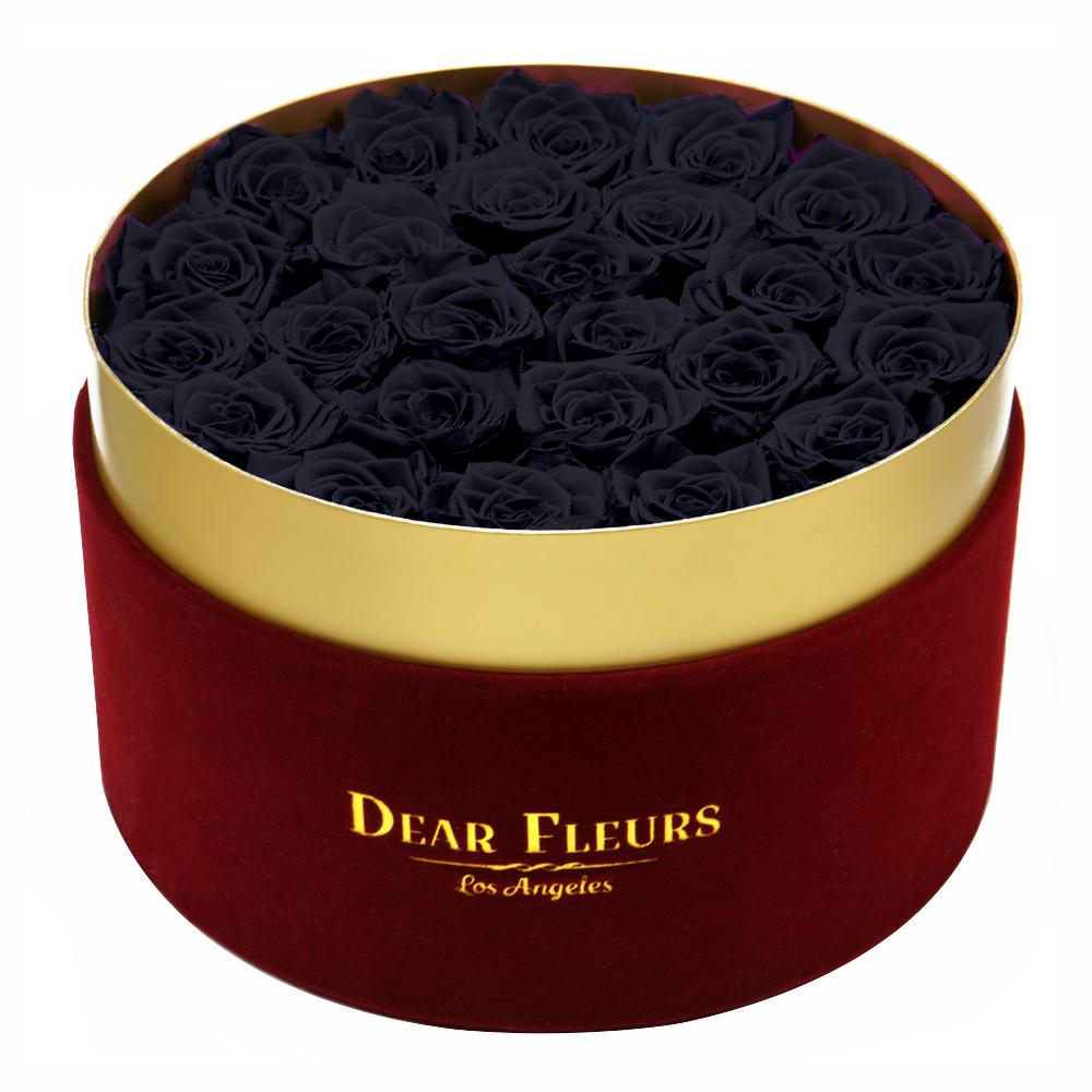 Dear Fleurs Large Velvet Roses Black Large Velvet Roses - Red Box