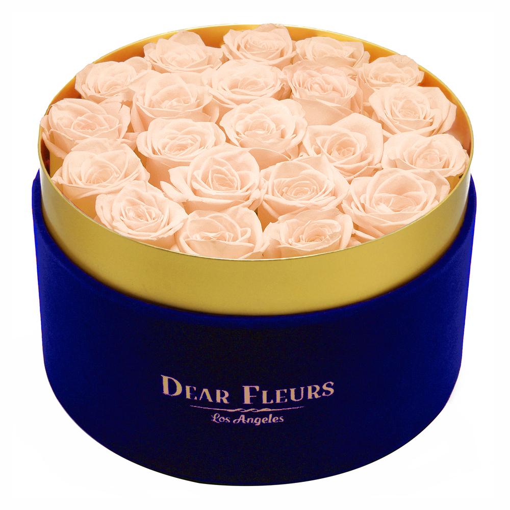 Dear Fleurs Large Velvet Roses Champagne Large Velvet Roses - Blue Box
