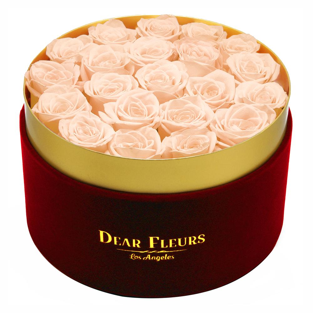 Dear Fleurs Large Velvet Roses Champagne Large Velvet Roses - Red Box
