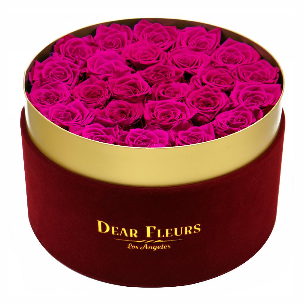 Dear Fleurs Large Velvet Roses Hot Pink Large Velvet Roses - Red Box