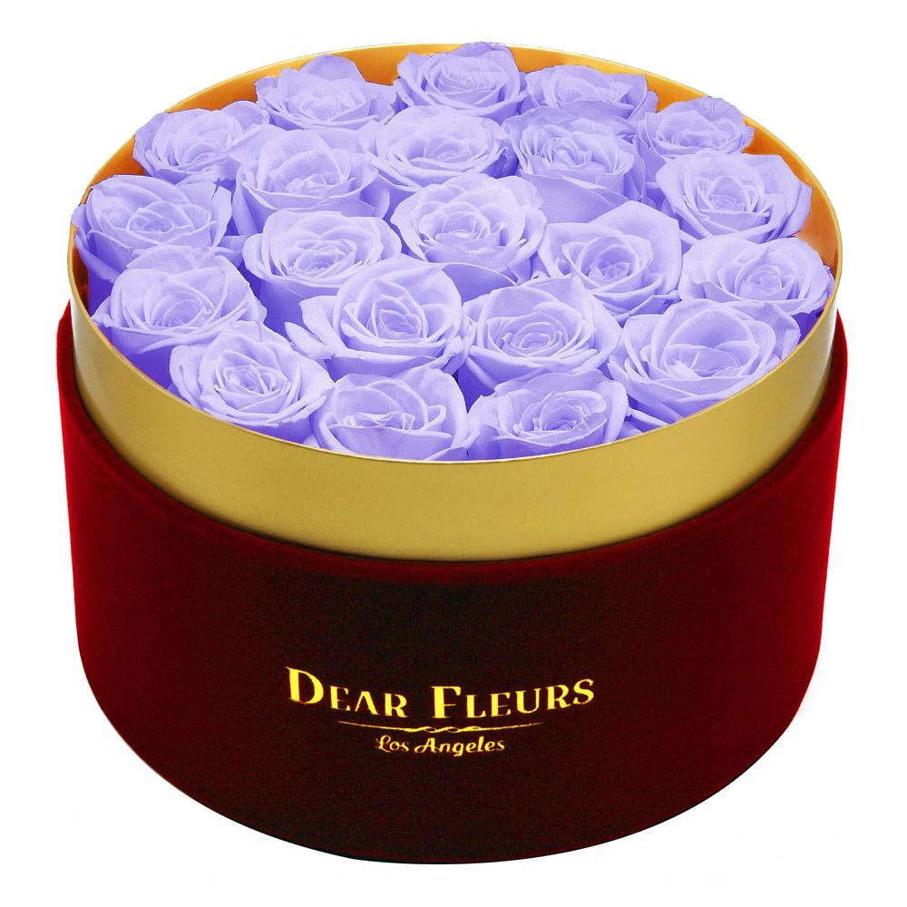 Dear Fleurs Large Velvet Roses Lavender Large Velvet Roses - Red Box