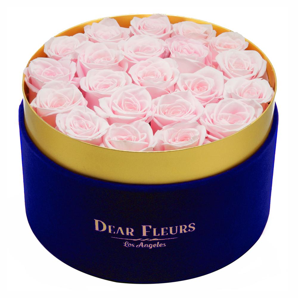Dear Fleurs Large Velvet Roses Rose Quartz Pink Large Velvet Roses - Blue Box