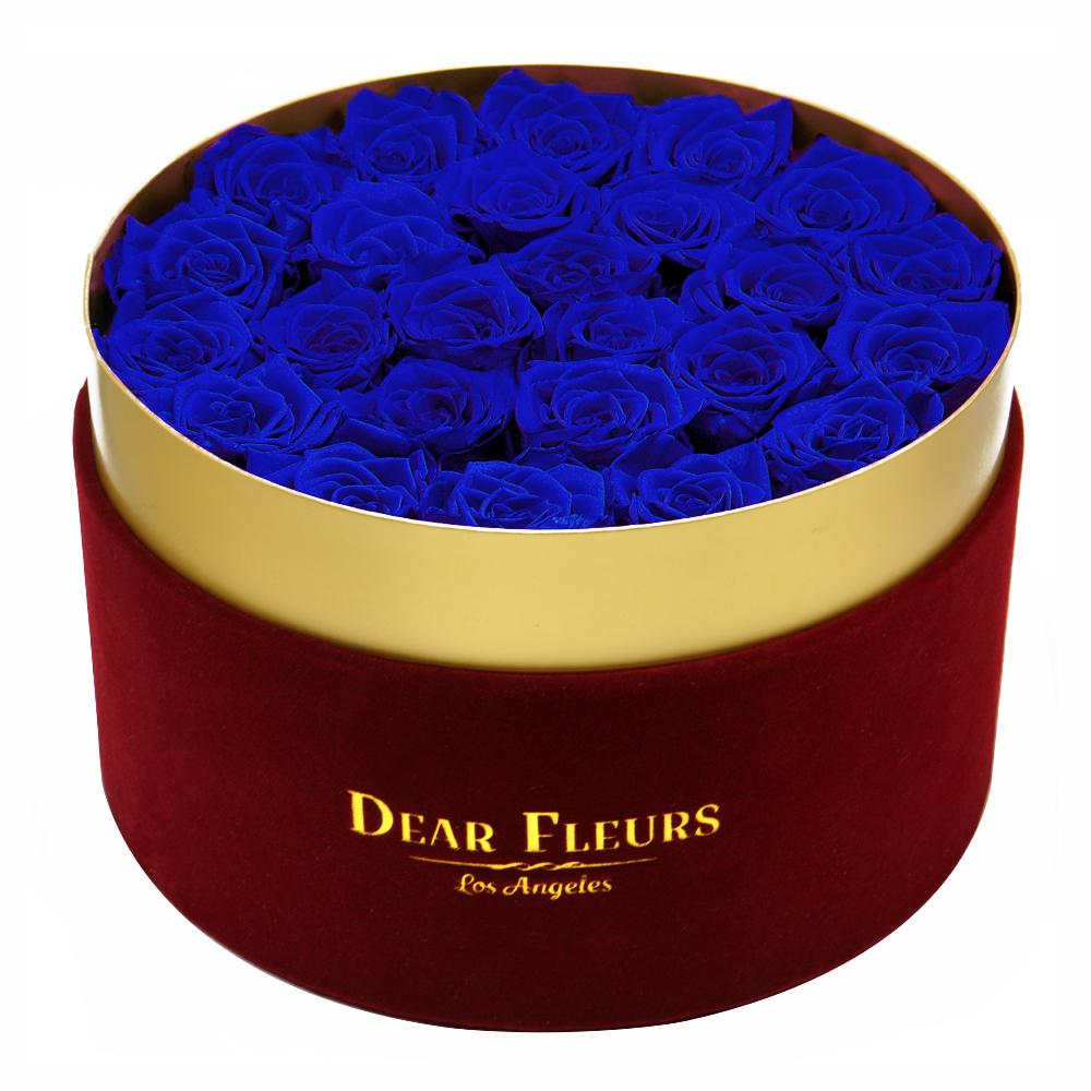 Dear Fleurs Large Velvet Roses Royal Blue Large Velvet Roses - Red Box