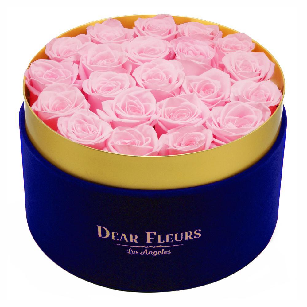 Dear Fleurs Large Velvet Roses Sweet Pink Large Velvet Roses - Blue Box