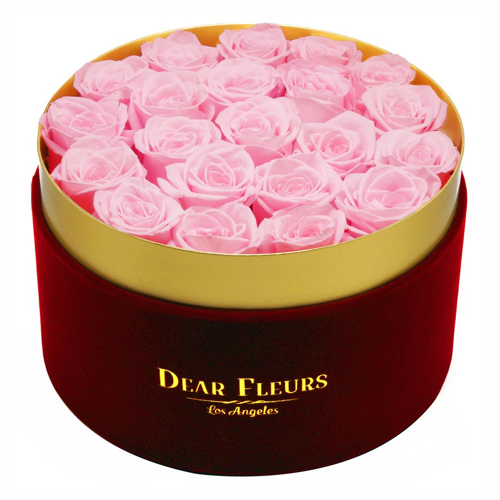 Dear Fleurs Large Velvet Roses Sweet Pink Large Velvet Roses - Red Box
