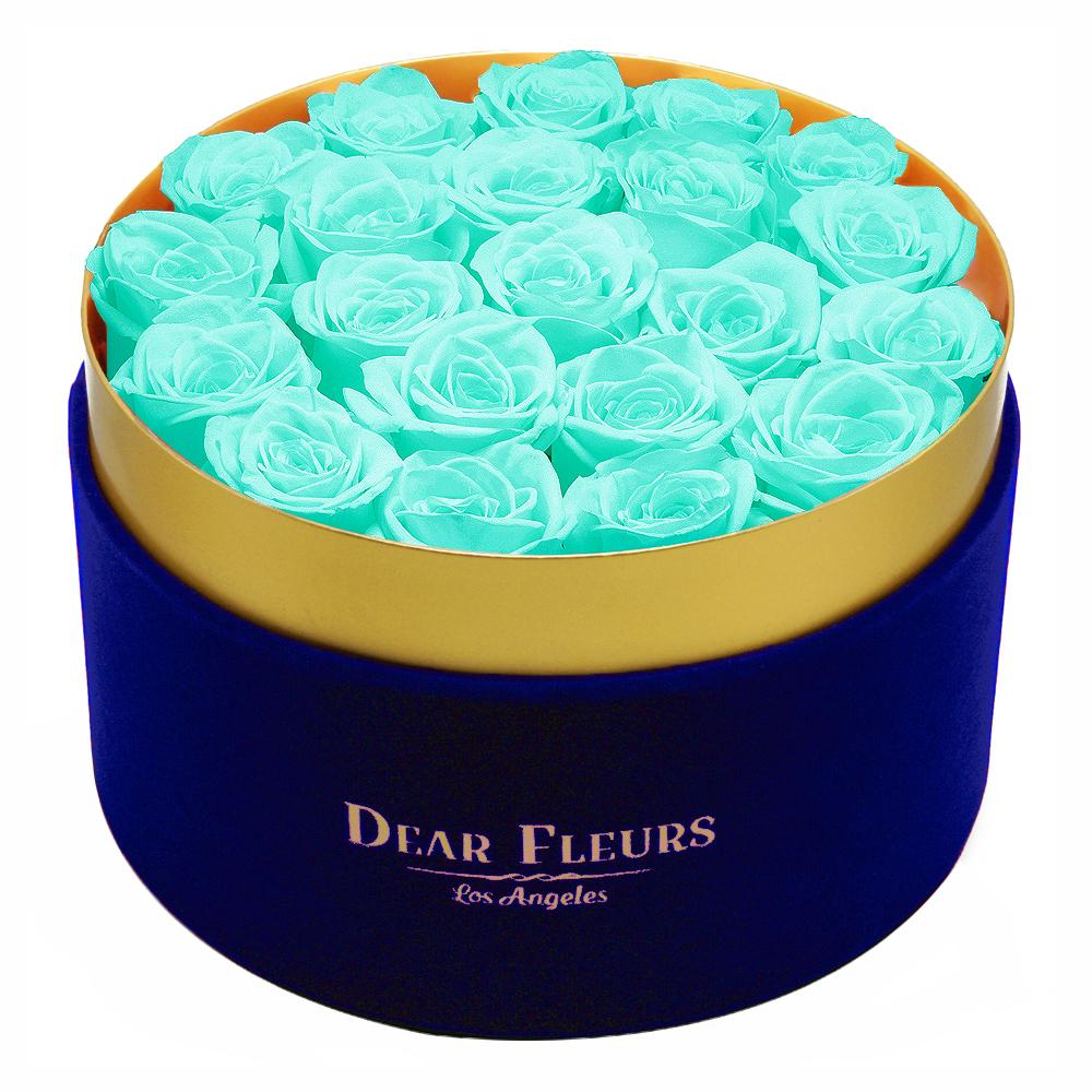 Dear Fleurs Large Velvet Roses Tiffany Blue Large Velvet Roses - Blue Box