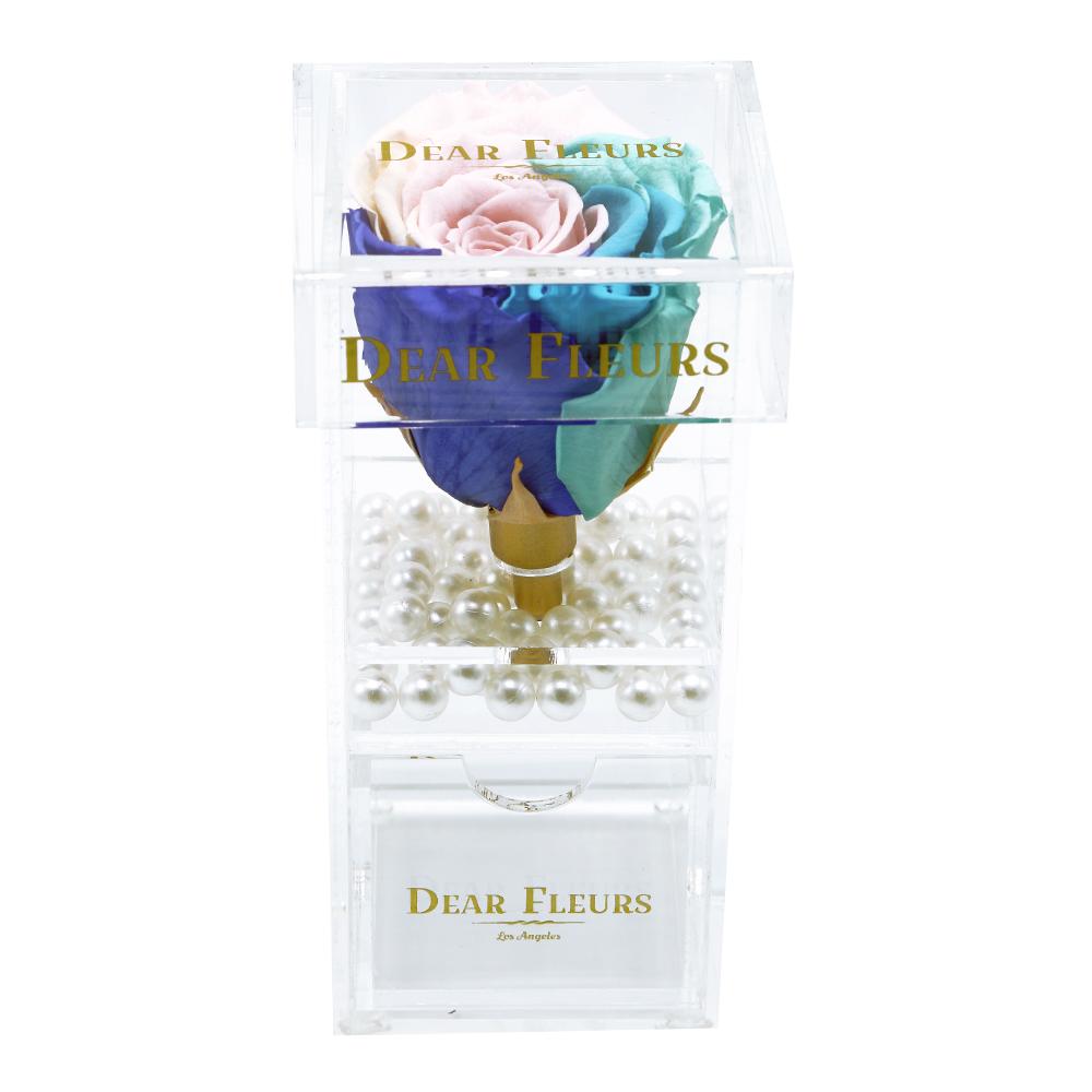 Dear Fleurs Single Rose Acrylic Jewelry Box Candy Rainbow Single Rose Acrylic Jewelry Box