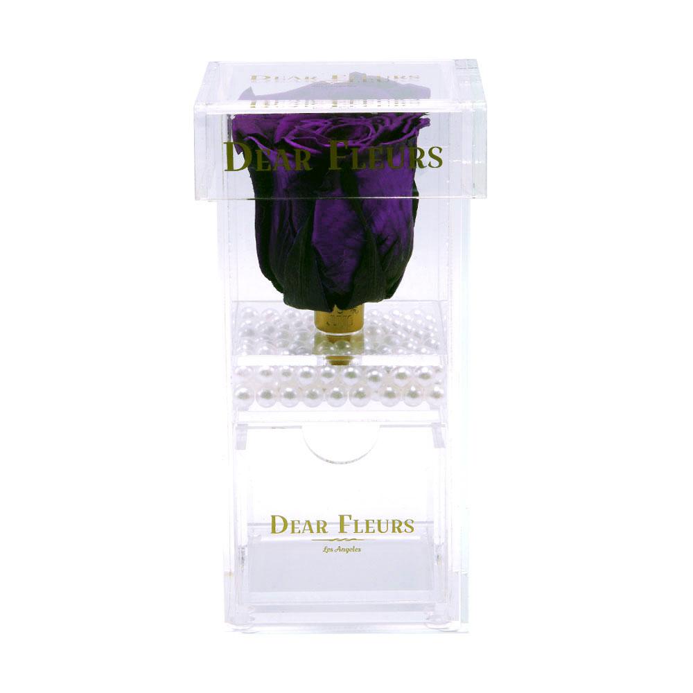 Dear Fleurs Single Rose Acrylic Jewelry Box Purple Single Rose Acrylic Jewelry Box