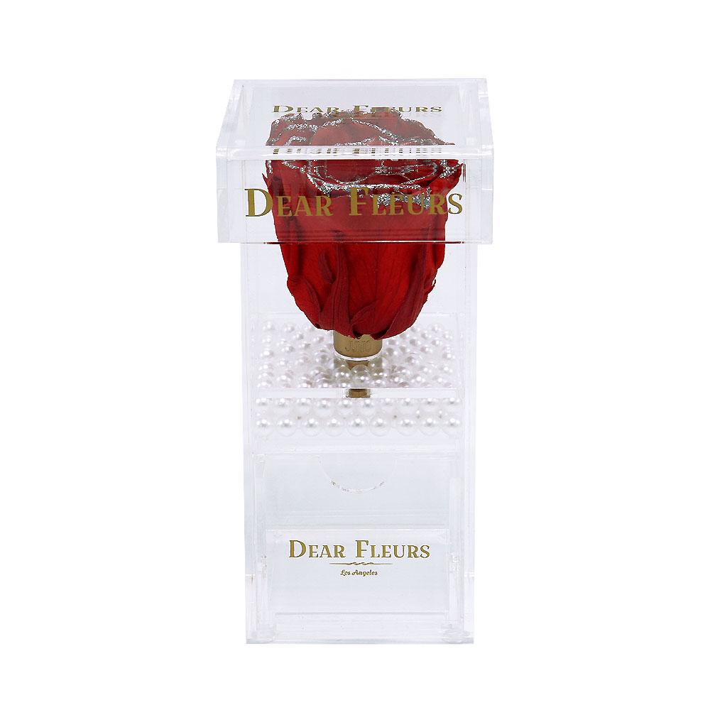 Dear Fleurs Single Rose Acrylic Jewelry Box Red Glitter Single Rose Acrylic Jewelry Box
