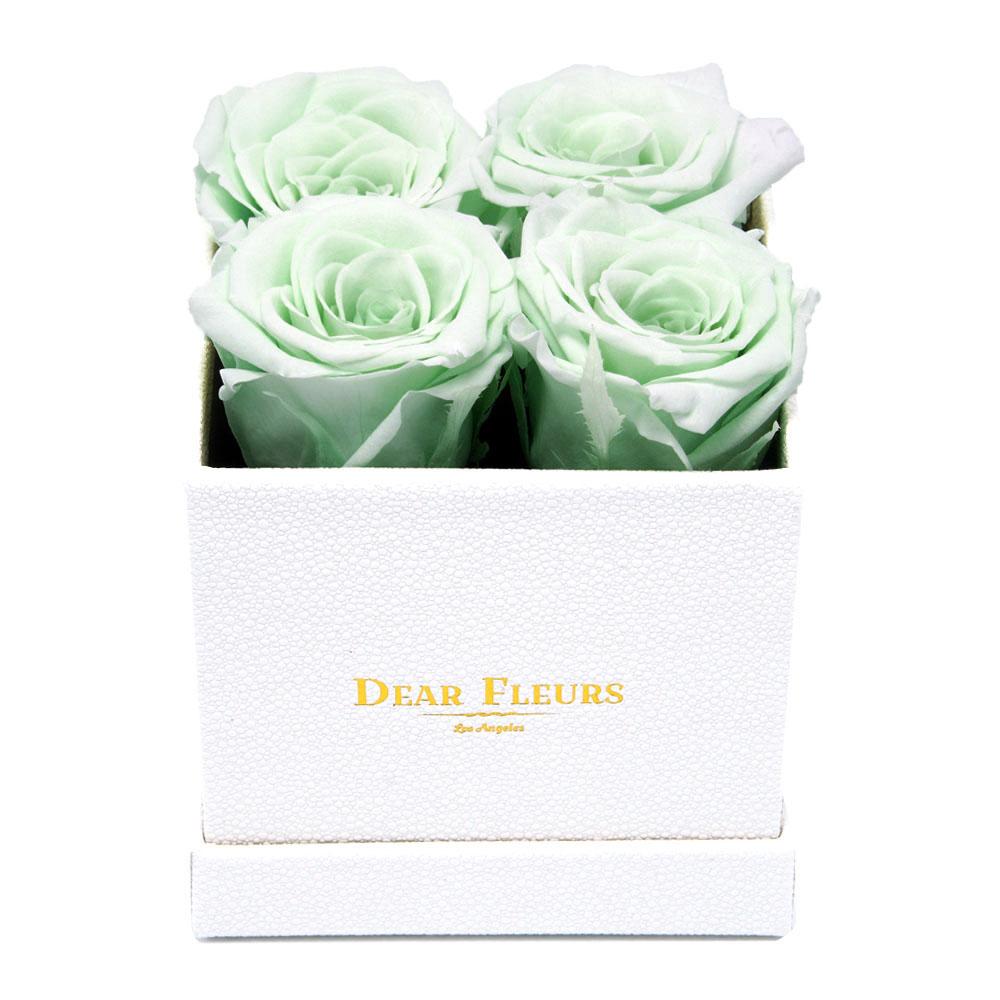 Dear Fleurs Small Square Roses Apple Green Small Square Roses - White Box