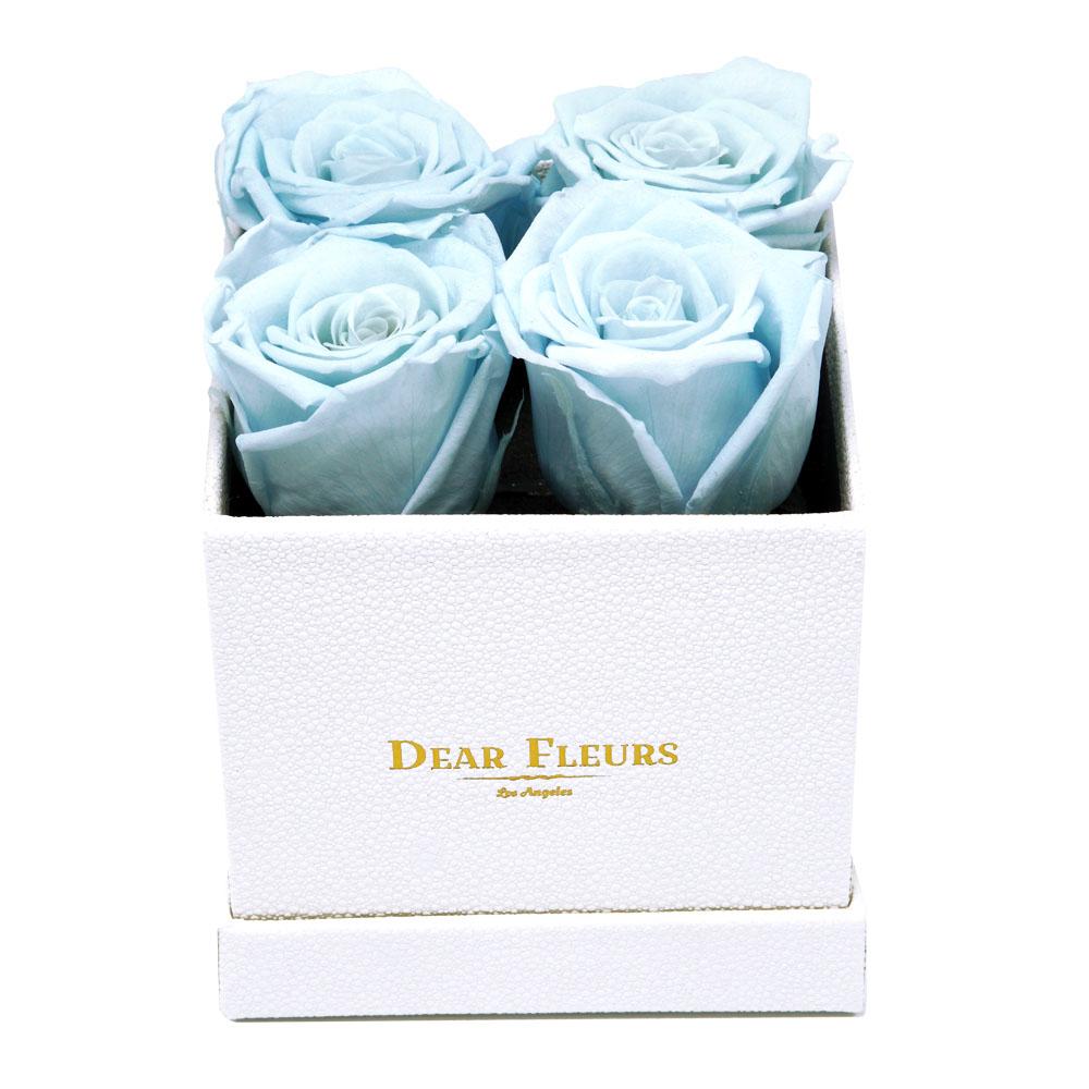 Dear Fleurs Small Square Roses Baby Blue Small Square Roses - White Box