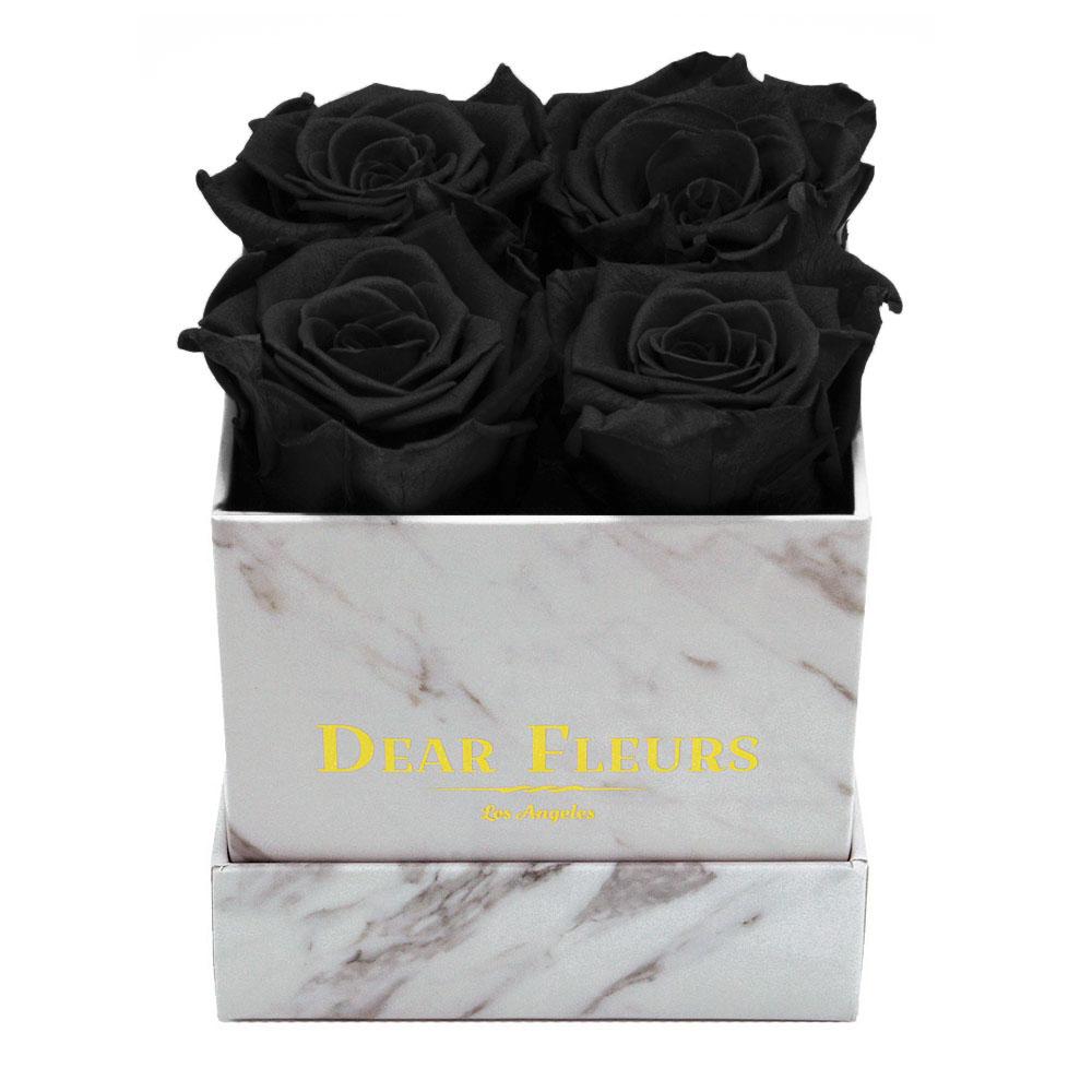 Dear Fleurs Small Square Roses Black Small Square Roses - Marble Box