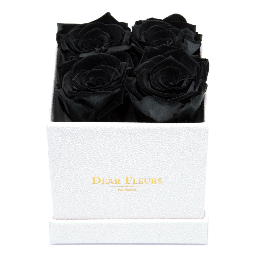 Dear Fleurs Small Square Roses Black Small Square Roses - White Box