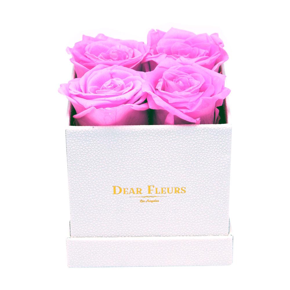 Dear Fleurs Small Square Roses Bubblegum Pink Small Square Roses - White Box