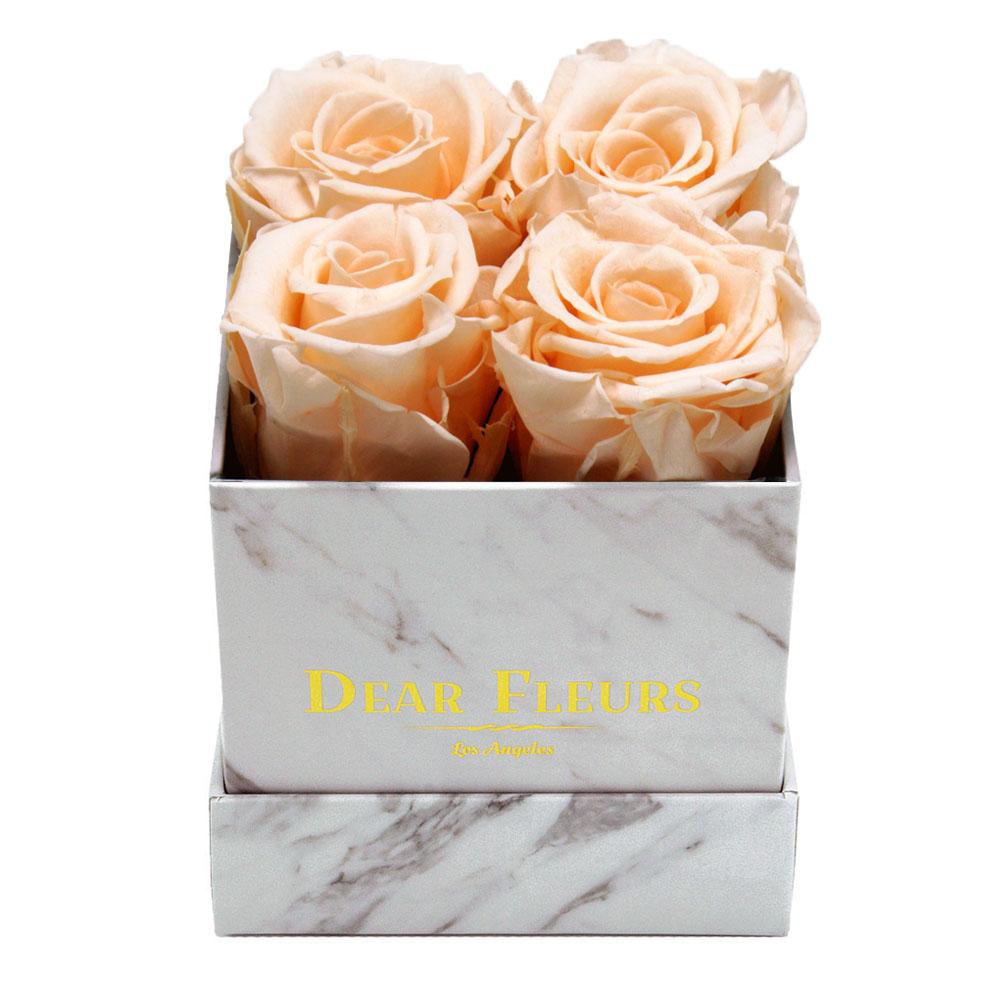 Dear Fleurs Small Square Roses Champagne Small Square Roses - Marble Box